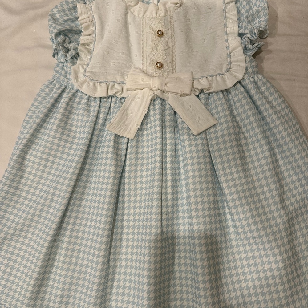 Charming Blue and White Kids Dress